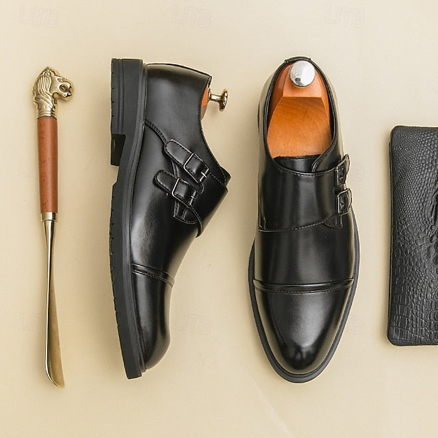 Shoes Leather Brown Monk Strap – Men's Double Faux