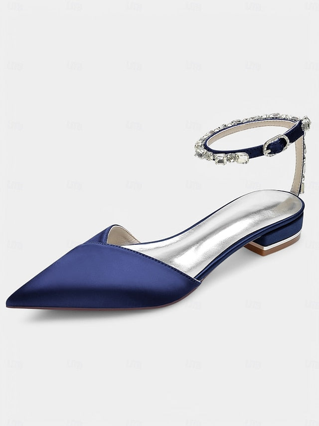Black Crystal-Ankle with Wedding Chic – Strap Shoes Satin