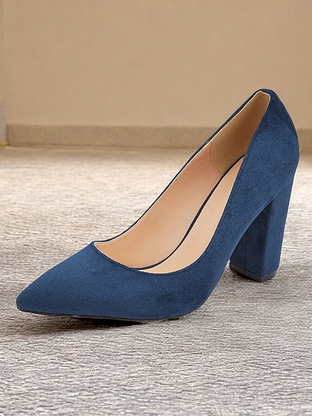 Heel Heels Block | High Pointed Suede Toe Classic Women's