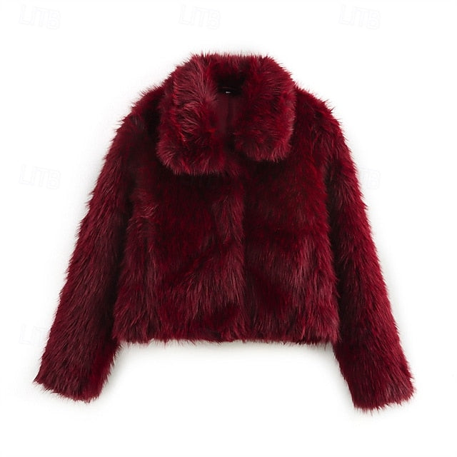 Faux Comfortable Women's Warm Fur Buttons Furs Coat