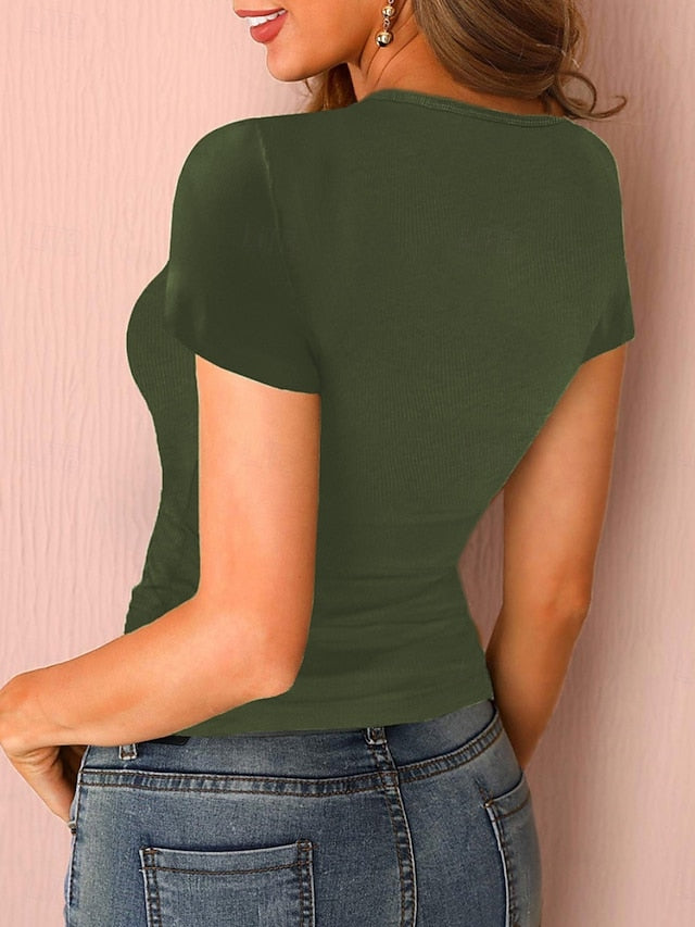 Women's T Shirt Solid Color Fashion Stylish Modern Short