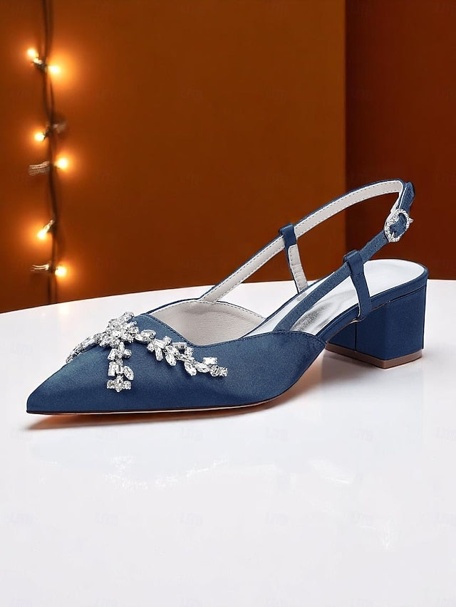 Heels Black Women's Slingback Satin