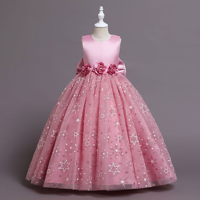 Dress Party Line Flower A Kids Wedding Girls' Little