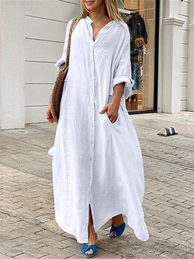 Women's Long Dress Maxi Dress Maxi Dress Faux Cotton Linen