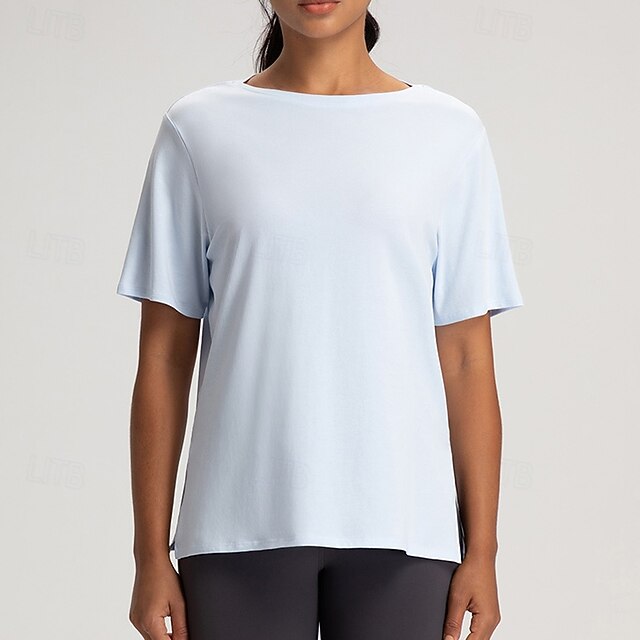 Women's Yoga T-shirt Workout Tops Breathable Loose Short