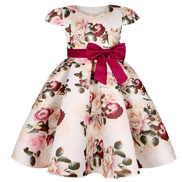 Short Flower Kids Floral Party Sleeve Dress Girls'