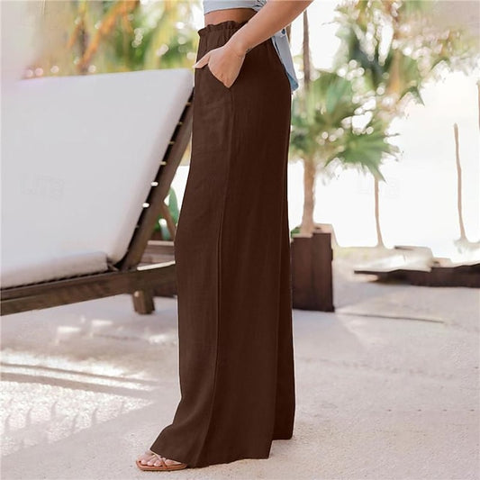 Women's Wide Leg Pants Trousers Casual Daily Long Plain