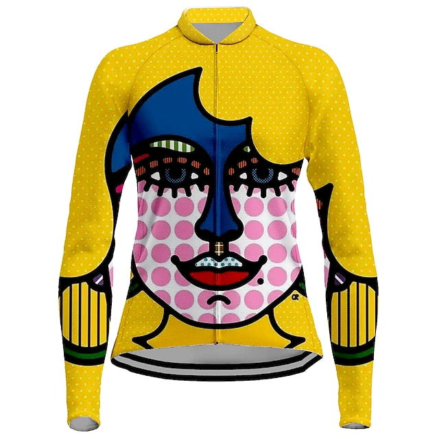 Women's Cycling Jersey Long Sleeve Bike Jersey Top with 3
