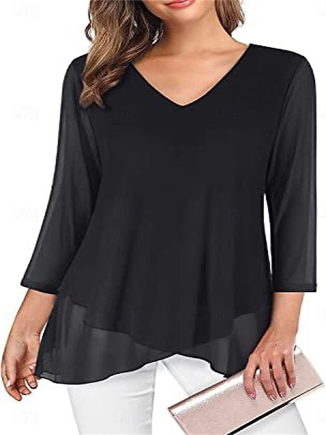 Women's Blouse Solid Color Daily Stylish Short Sleeve Crew