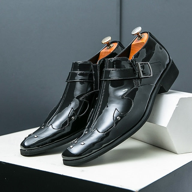 Leather Monk Shoes Men's – Strap Formal Black