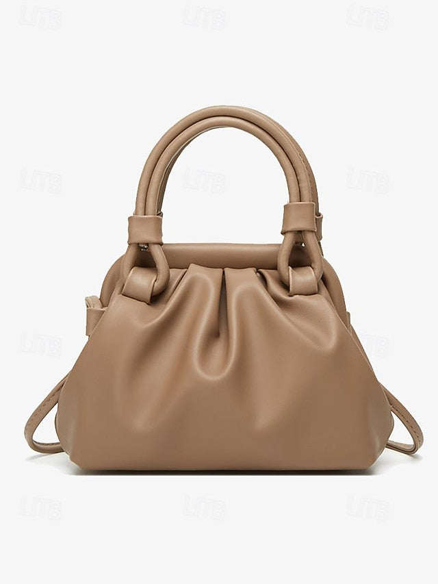 – Handbag Elegant Closure with Cream Drawstring Women's