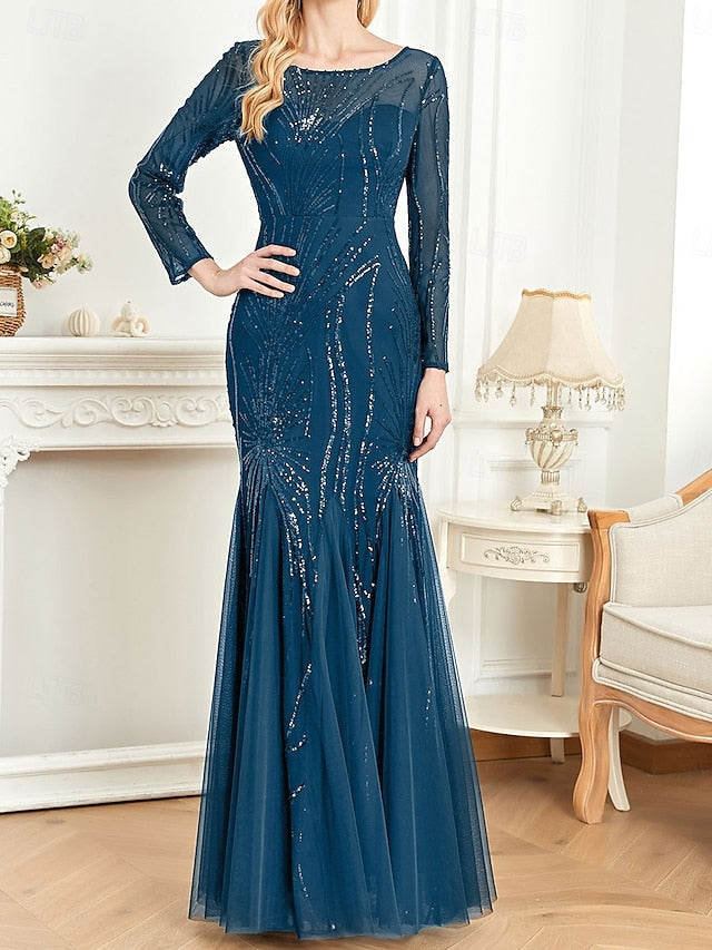 Crew of the Neck Mother Bride Floor Elegant Dress Party