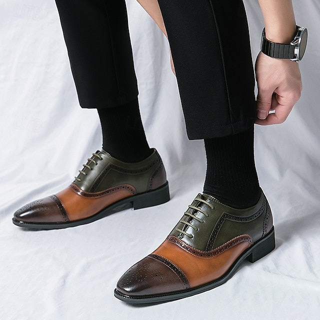 Oxford – and Leather Black Wingtip Shoes Faux Men's Brown