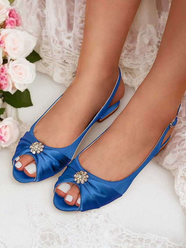 Wedding with Crystal Slingback Women's Satin Heels