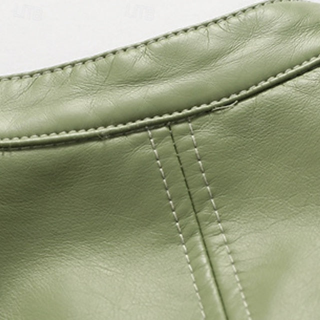 Zipper Pocket Women's Leather Faux Comfortable Jacket