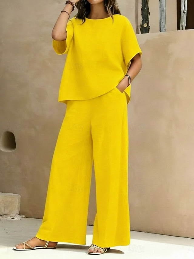 Women's Two Piece Sets Pants Sets Bolero Short Sleeve Crew
