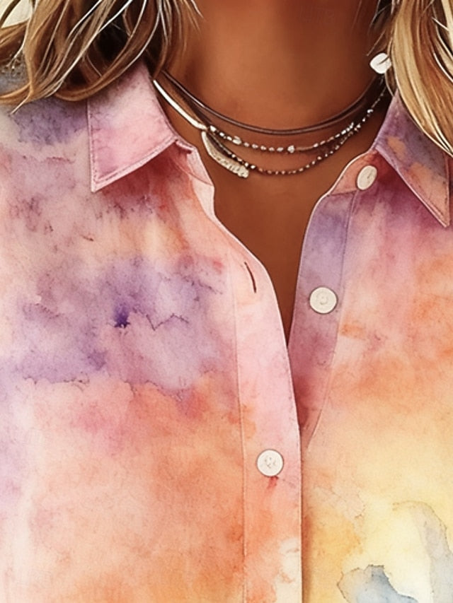 Women's Shirt Buttons Print Floral Stylish Basic Casual