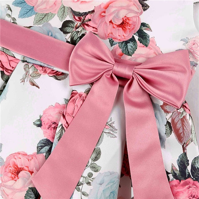 Short Flower Kids Floral Party Sleeve Dress Girls'