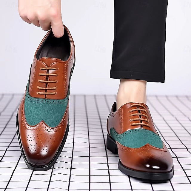 Shoes in and Green Oxford Wingtip Brown Men's Two-Tone –