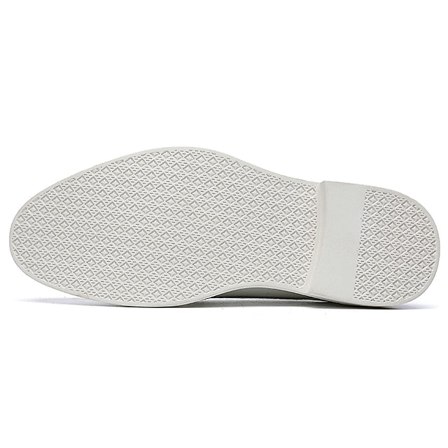 White Perforated Oxford Shoes Faux with Leather Men's