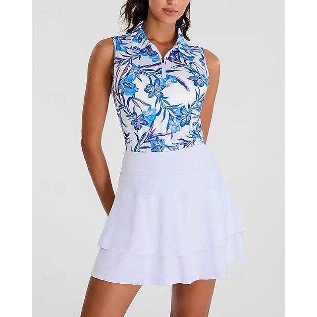Women's Floral Tennis Shirt Sleeveless Print UPF50+ Quick