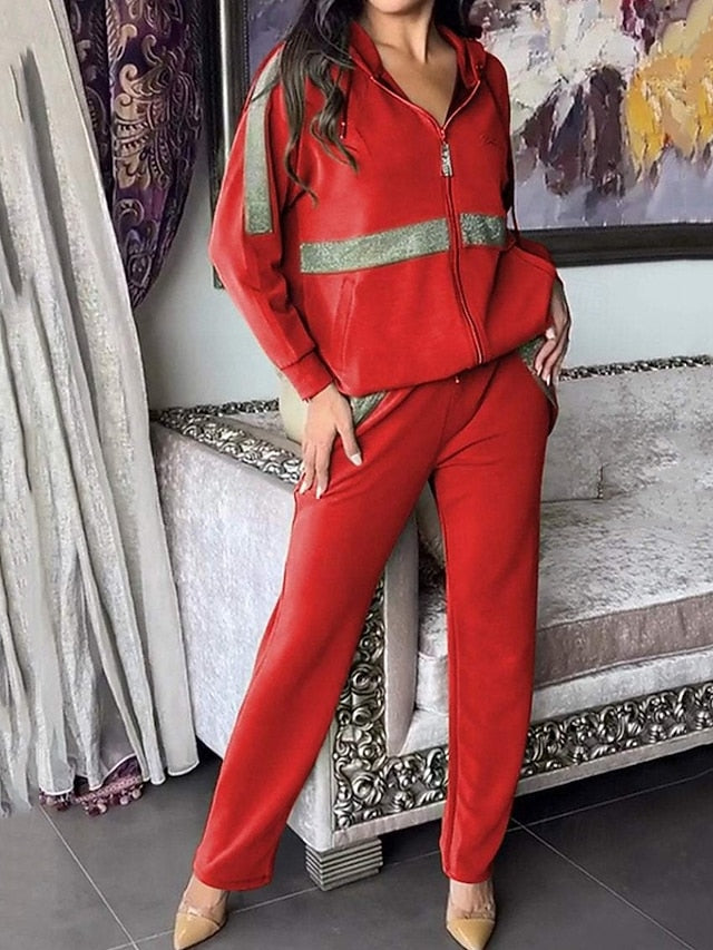 Women's Hoodie Pants Sets Bolero Top Long Sleeve Hooded