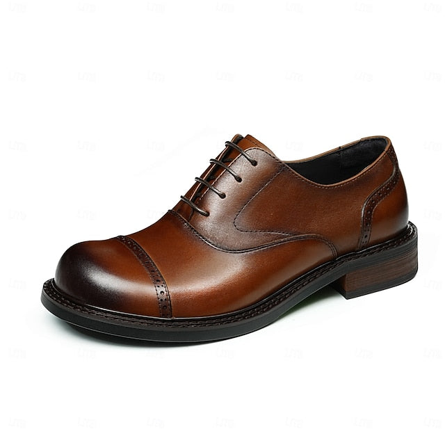 Leather Oxford Shoes- Genuine Cap First Men's Toe