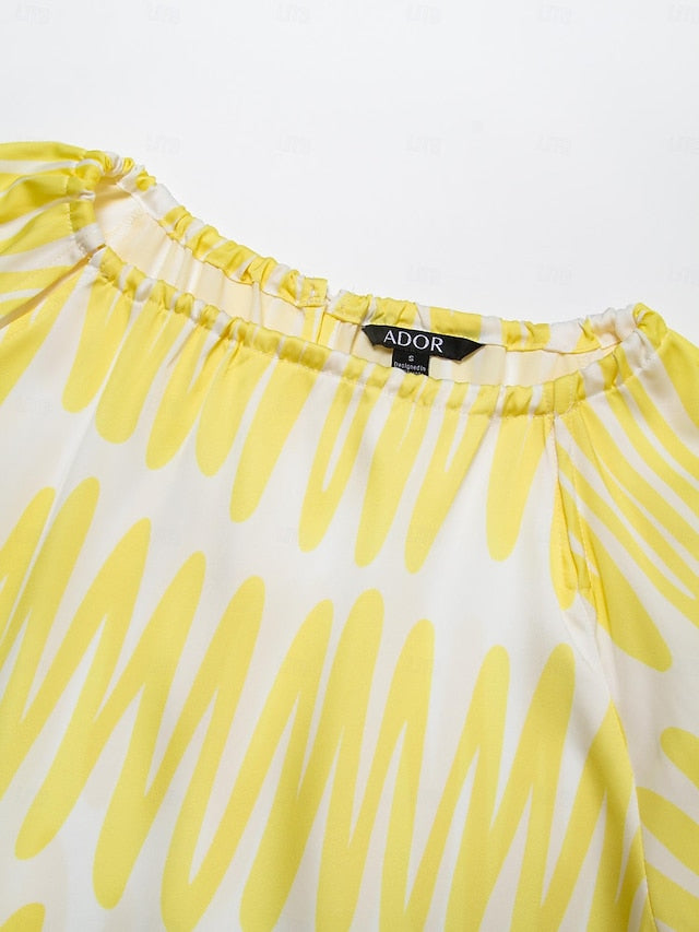 Satin Puff Sleeve Hollow Out Raglan Shirt