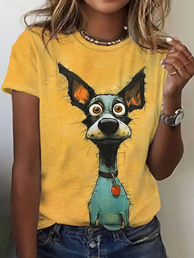 Women's T Shirt Summer Tops Print Graphic Dog Classic