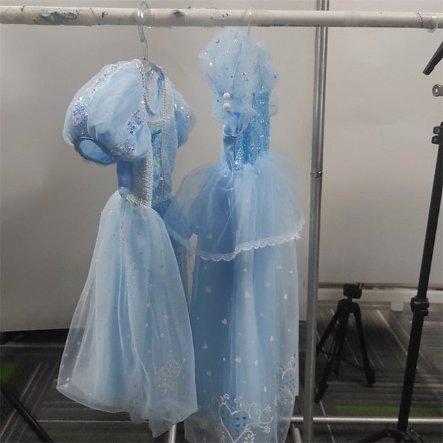 Cosplay Frozen Elsa Cloak Dress Princess Girl Flower