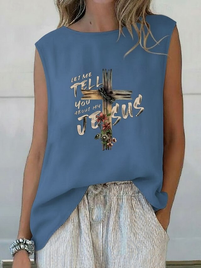 Women's Summer Tops Blouse Sleeveless Shirt Print Floral