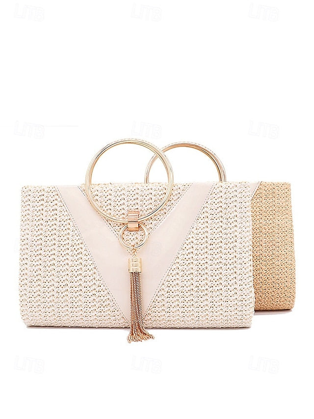 Woven Women's Purse with Elegant Handbag Clutch – Straw
