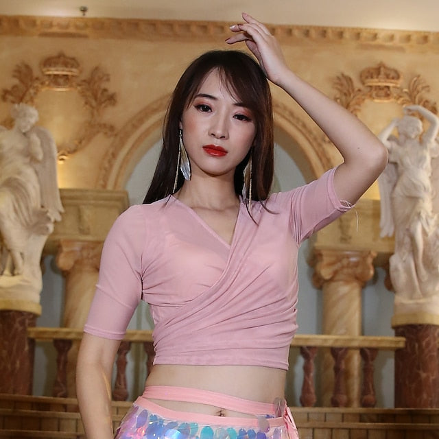 Belly Dance Top Ruching Split Joint Women's Performance