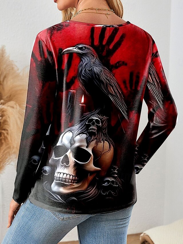 Women's T Shirt Skulls Graphic Vintage Fashion Stylish Long