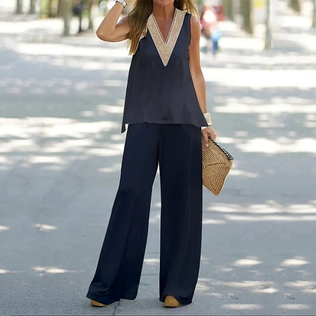 Women's Vest Camis Bolero Top Wide Leg Pants Pants Trousers