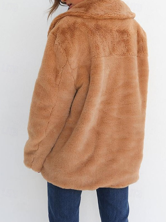 Coat Women's Teddy Faux Furs Fur Warm Comfortable