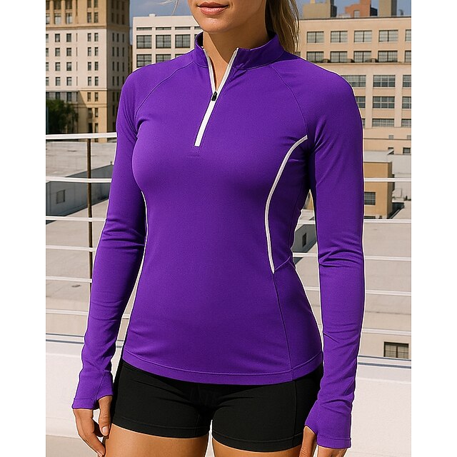 Women's Trackshirt Long Sleeve Shirts Quarter Zipper Long