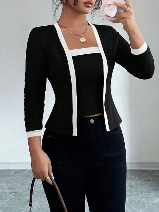 Women's Blouse Patchwork Solid Color Stylish Casual Long