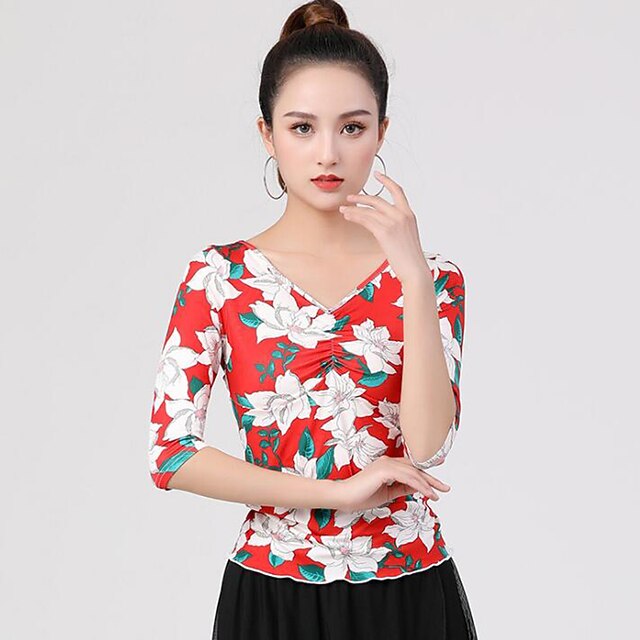 Latin Dance Ballroom Dance Top Printing Women's Training