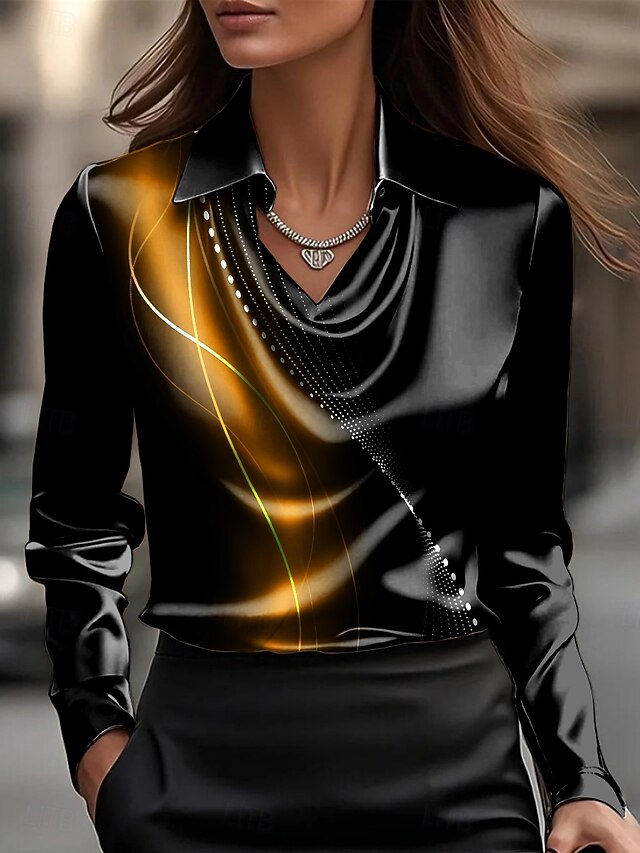 Women's Shirt Ruched Draped Ombre Graphic Geometric Elegant