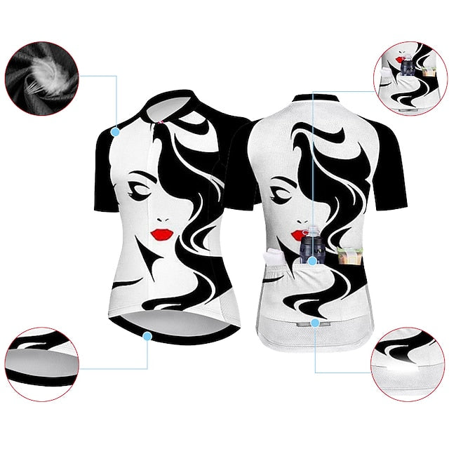 Women's Cycling Jersey Graphic Short Sleeve Bike Jersey Top