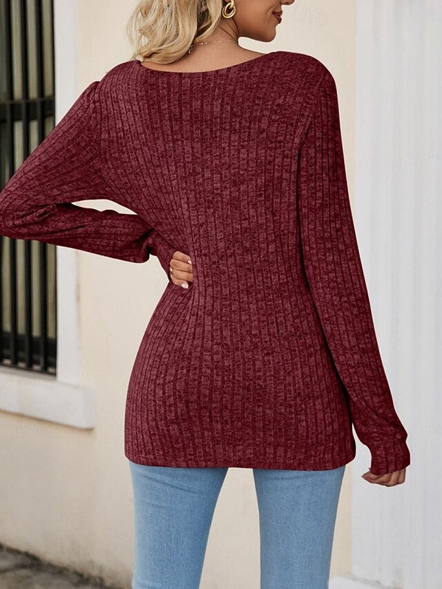 Women's Blouse Solid Color Stylish Casual Long Sleeve U