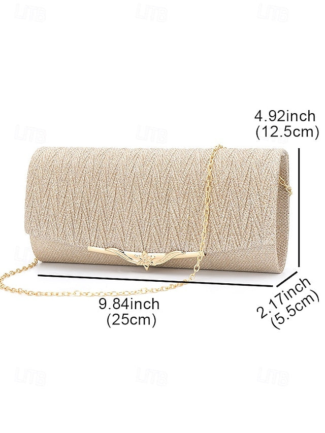 - Evening Clutch Elegant Party Gold Handbag Glitter Women's