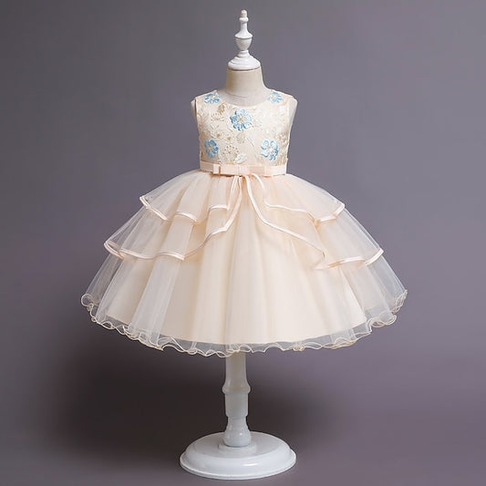 Girls' Dress Flower Sleeveless Girl Sequin Kids