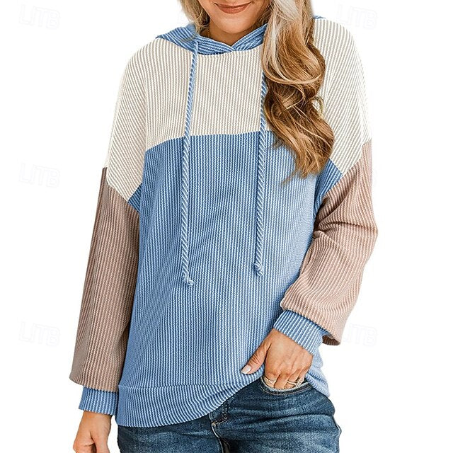 Women's Pullover Sweatshirt Casual Hoodies Drawstring Long