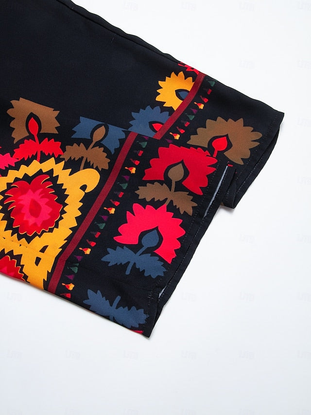 Women's Top Chiffon Floral Print Lapel Ethnic Style Casual