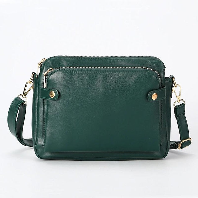 Schultertasche aus Leder für Damen im Vintage-Stil mit drei Lagen