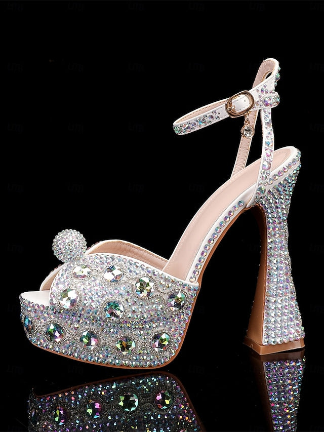 Glamorous Women's with Sandals Platform Crystal-Embellished