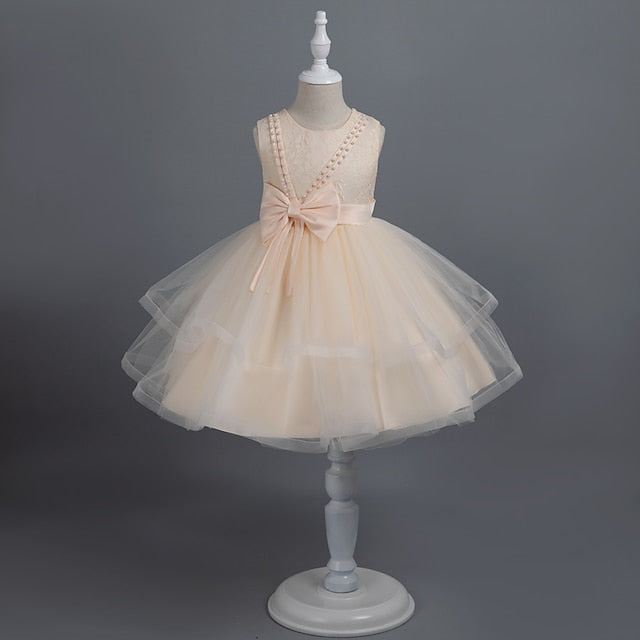 Dress Sleeveless Girls' Solid Color Party Toddler