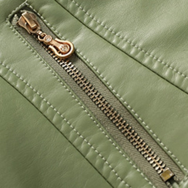 Zipper Pocket Women's Leather Faux Comfortable Jacket